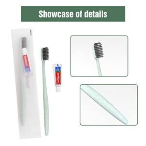 Xuezoioy Disposable Toothbrushes with Toothpaste,100 Pack Green Individually Wrapped Disposable Travel Toothbrushes Kit in Bulk for Homeless,Nursing Home,Hotel,Charity