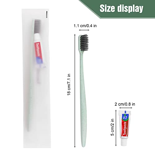 Xuezoioy Disposable Toothbrushes with Toothpaste,100 Pack Green Individually Wrapped Disposable Travel Toothbrushes Kit in Bulk for Homeless,Nursing Home,Hotel,Charity