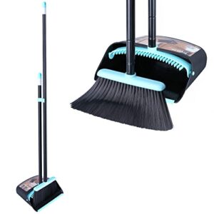 Broom and Dustpan Set for Home,Dust pan with Broom,Standing Dustpan and Broom with Long Handle for Indoor Lobby Office Kitchen Sweeping