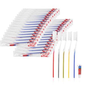 travel toothbrushes kit,30pcs travel toothbrush set disposable toothbrushes with toothpaste for nursing home,hotel,charity(individually wrapped)