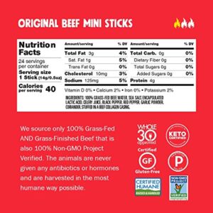 CHOMPS MINI Grass Fed Beef Jerky Meat Snack Sticks 0.5 Oz, Original Beef (Pack of 6)