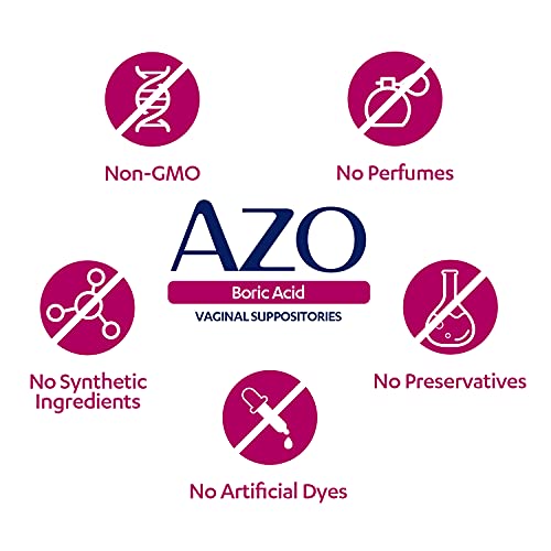 AZO Boric Acid Vaginal Suppositories, Helps Support Odor Control and Balance Vaginal PH with Clinically Studied Boric Acid, Non-GMO, 30 Count