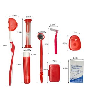 Boxed Portable Orthodontic Care Kit Orthodontic Toothbrush Kit for Braces for Orthodontic Patient Travel Oral Care Kit Dental Travel Kit Interdental Brush Dental Wax Dental Floss (8 Pcs/Pack)-Red