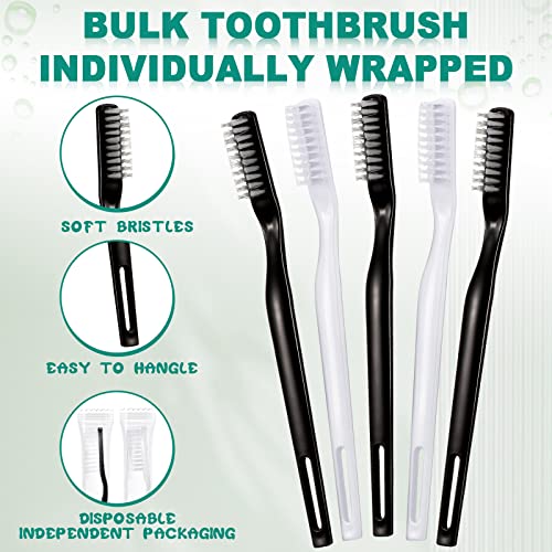 Sieral 500 Pack Individually Wrapped Disposable Toothbrush Bulk Disposable Travel Toothbrushes Manual Soft Bristle Tooth Brush for Adults Kids Hotel Guest Camping Travel White