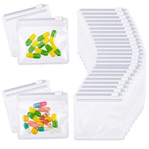 pill pouch bags zippered pill pouch set reusable pill baggies clear plastic pill bags self sealing travel medicine organizer storage pouches with slide lock for pills and small items (24 pieces)