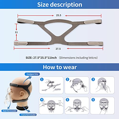 Replacment Headgear Strap for Resmed Air,Philips Respironics Nasal Pillow Universal CPAP Full Face Mask(2 Packs)