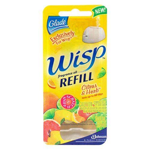 Glade Wisp Fragrance Oil Refill, Citrus & Herb , 1 refill [.26 fl oz (7.9 ml)]