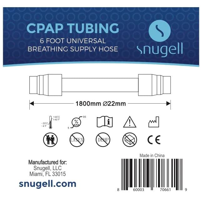 CPAP Tube by Snugell | 6-Foot Universal CPAP Tubing | Compatible with All Major CPAP Machines and Most CPAP, BiPAP and BiLevel Device Brands