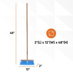 Superio Kitchen Broom - USA Wood Handle, Fine Premium Blue Bristles - Heavy Duty Household Broom - Easy Swiping Dust and Wisp, Home, Kitchen, Lobby, Floors and Corners.