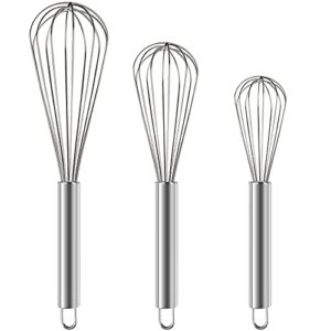 ylyl 3 pcs large small metal mini whisk sets, stainless steel egg wire tiny whisks for cooking baking, professional whisking wisk kitchen tool utensil, beater balloon whisker/wisks/wisker for stirring