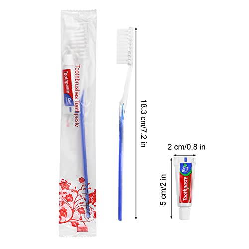 Travel Toothbrushes Kit,20Pcs Travel Toothbrush Set Disposable Toothbrushes with Toothpaste for Nursing Home,Hotel,Charity(Individually Wrapped)