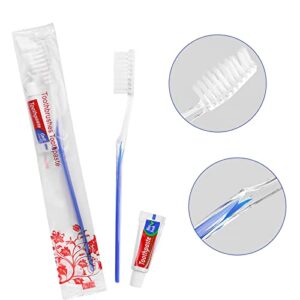 Travel Toothbrushes Kit,20Pcs Travel Toothbrush Set Disposable Toothbrushes with Toothpaste for Nursing Home,Hotel,Charity(Individually Wrapped)