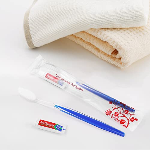 Travel Toothbrushes Kit,20Pcs Travel Toothbrush Set Disposable Toothbrushes with Toothpaste for Nursing Home,Hotel,Charity(Individually Wrapped)