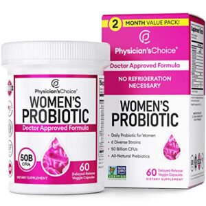 prebiotics & probiotics for women – science backed procran – organic prebiotics, 50 billion cfu, d-mannose & cranberry for digestive, immune, feminine health, soy & dairy free, 60 vegan capsules
