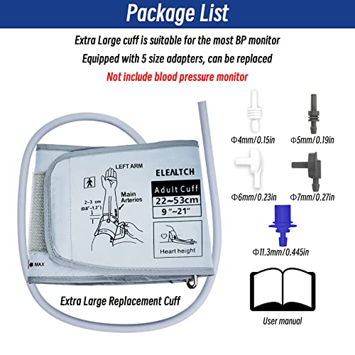 Extra Large Cuff Compatible with Omron 9”-21” Inches (22-53CM) XL Blood Pressure Cuff Adult ARM BP Replacement Cuff for Big ARM(X-Large)