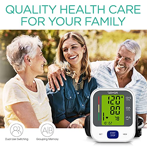 VOYOR Automatic Blood Pressure Monitor Cuff Upper Arm Blood Pressure Machines for Home Use with Heart Rate Monitor 240 Sets Memory LCD Display BP100