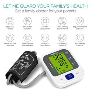 VOYOR Automatic Blood Pressure Monitor Cuff Upper Arm Blood Pressure Machines for Home Use with Heart Rate Monitor 240 Sets Memory LCD Display BP100