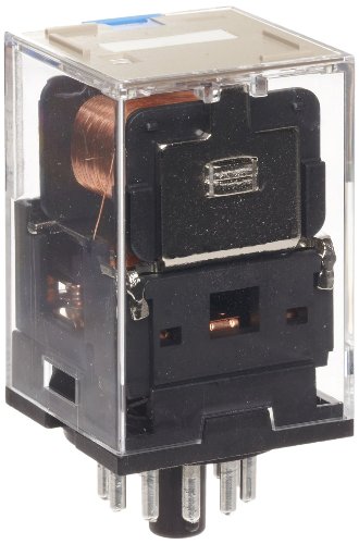 Omron MKS2PI AC120 General Purpose Relay with Mechandical Indicator and Lockable Test Button, Basic Model Type, Plug-In Terminal, Standard Internal Connections, Double Pole Double Throw Contacts, 22.2 mA at 50 Hz and 19.3 mA at 60 Hz Rated Load Current, 1