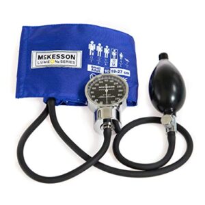 mckesson lumeon professional aneroid sphygmomanometer, blood pressure with cuff, pocket size, royal blue, adult small, 1 count