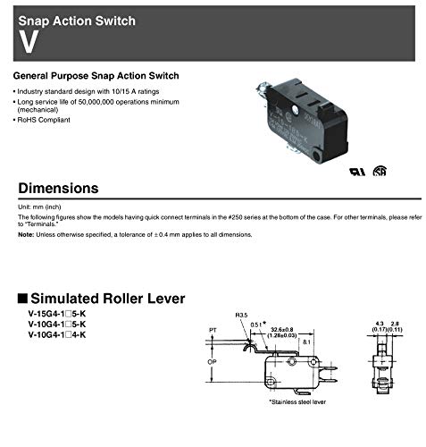 Omron V-10G4-1C24-K (2 pcs) Miniature Switch