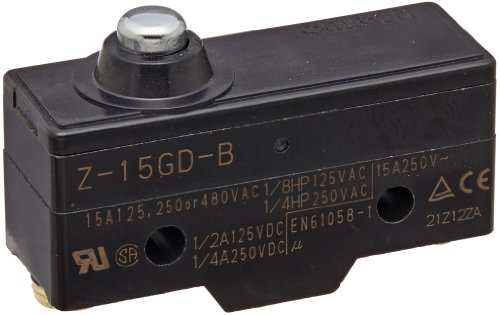 Omron Z-15GD-B General Purpose Basic Switch, Short Spring Plunger, Screw Terminal, 0.5mm Contact Gap, 15A Rated Current