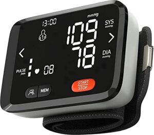medse usa blood pressure machine wrist bp monitor with irregular heartbeat indicator, automatic, precision accuracy, large lcd display, voice active, multi-user memory heart rate cuffs