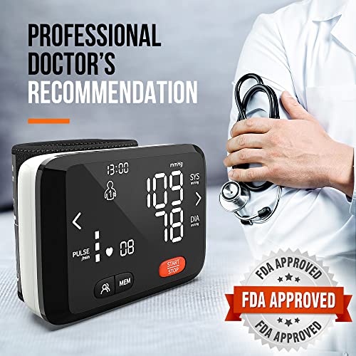 medse USA Blood Pressure Machine Wrist BP Monitor with Irregular Heartbeat Indicator, Automatic, Precision Accuracy, Large LCD Display, Voice Active, Multi-User Memory Heart Rate Cuffs