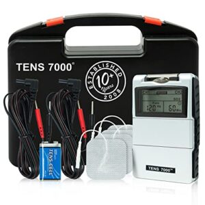 tens 7000 digital tens unit with accessories – tens unit muscle stimulator for back pain relief, general pain relief, neck pain, sciatica pain relief, nerve pain relief