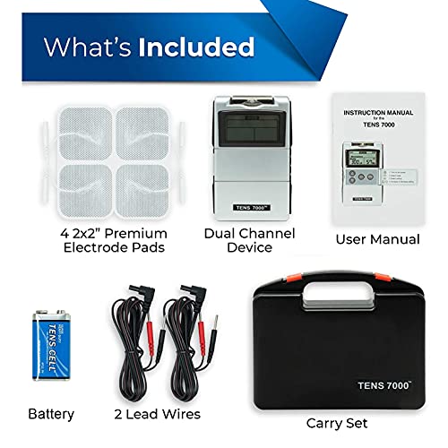 TENS 7000 Digital TENS Unit with Accessories - TENS Unit Muscle Stimulator for Back Pain Relief, General Pain Relief, Neck Pain, Sciatica Pain Relief, Nerve Pain Relief