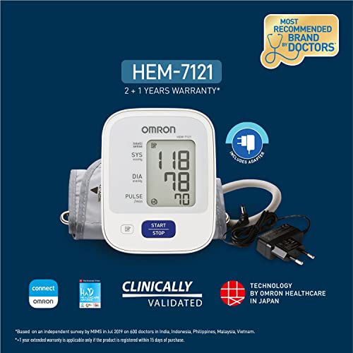 Omron Hem-7121 Blood Pressure Monitor 16 X 11 White::Blue