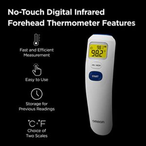 OMRON No-Touch Digital Infrared Forehead Thermometer - Home Temperature Thermometer for Adults, Kids and Baby - Detect Fever During Cold and Flu Season