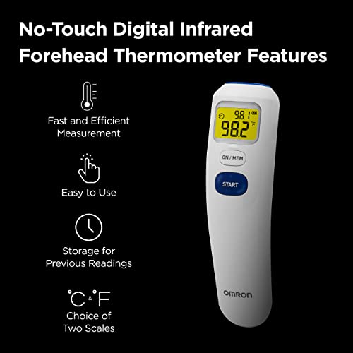 OMRON No-Touch Digital Infrared Forehead Thermometer - Home Temperature Thermometer for Adults, Kids and Baby - Detect Fever During Cold and Flu Season