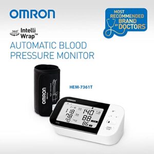 Omron Hem 7361T Bluetooth Digital Blood Pressure Monitor with Afib Indicator and 360° Accuracy Intelliwrap Cuff for Most Accurate Measurements (White)