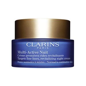 clarins multi-active night cream | multi-tasking anti-aging moisturizer | targets fine lines | revitalizes, tones and nourishes | hydrates and smoothes | normal to combination skin types | 1.6 ounces