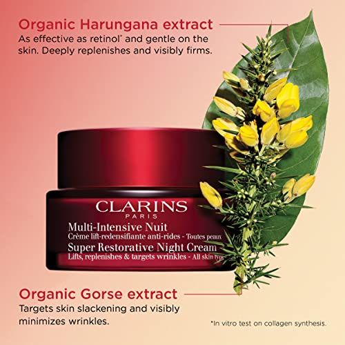 Clarins Super Restorative Night Cream | Anti-Aging Moisturizer For Mature Skin Weakened By Hormonal Changes | Illuminates & Densifies Skin | Lifts & Tones | Targets Spots & Wrinkles | 1.6 Ounces