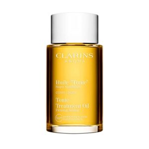 clarins tonic body treatment oil | stretch mark pregnancy care | skin elasticity is improved after 28 days* | visibly firms and tones | dermatologist tested | natural 100% plant extracts