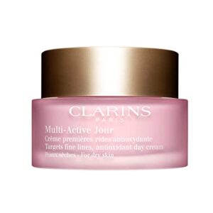 clarins multi-active day cream | multi-tasking moisturizer | visibly minimizes fine lines | boosts radiance | hydrates, smoothes and tones | dry skin type | 1.6 ounces