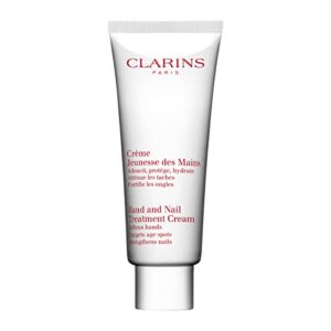 clarins hand and nail treatment cream | award-winning | softens, nourishes and shields skin | strengthens nails and conditions cuticles | natural plant extracts, including shea butter | 3.4 ounces