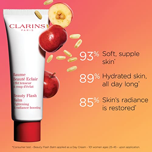 Clarins Beauty Flash Balm | 3-In-1 Hydrating 10-Minute Face Mask, Make-Up Primer, or Quick Pick Me Up Radiance Booster | Moisturizes, Brightens and Visibly Tightens | Non-Oily and Non-Comedogenic