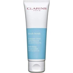 clarins fresh scrub | award-winning | refreshing, cream-gel face scrub with natural beads | gently exfoliates, refreshes and hydrates | paraben-free | sls -free | mineral oil free | all skin types