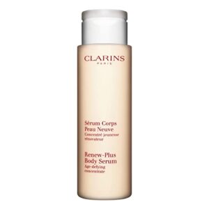 clarins renew-plus body serum | anti-wrinkle and anti-aging | visibly firms and smoothes skin | tones, hydrates and softens | restores radiance | all skin types | 6.8 ounces