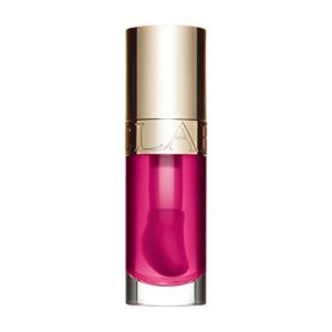clarins lip comfort oil | soothes, comforts, hydrates and protects lips | sheer, high shine finish | visibly plumps | 93% natural ingredients | organic sweetbriar rose oil, rich in omega-6 and omega-3