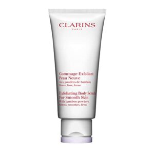clarins exfoliating body scrub for smooth skin | softens, smoothes and visibly firms | preps skin for treatments to follow | non-drying |natural extracts, including soothing shea butter