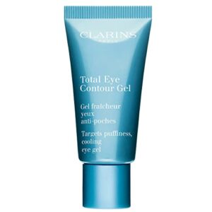 clarins total eye contour gel | cooling eye gel | visibly reduces dark circles and puffiness | refreshes, hydrates and soothes | blend of natural ingredients | all skin types | 0.6 ounces