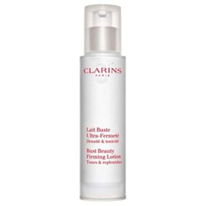 clarins bust beauty firming lotion | visibly firms, smoothes and tones skin on bust and décolleté | hydrates and softens | lightweight and fast absorbing | all skin types | 1.7 ounces