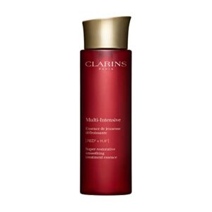 clarins super restorative treatment essence | anti-aging face lotion for mature skin weakened by hormonal changes | visibly smoothes, refines pores, softens skin and restores radiance | 6.7 fl oz