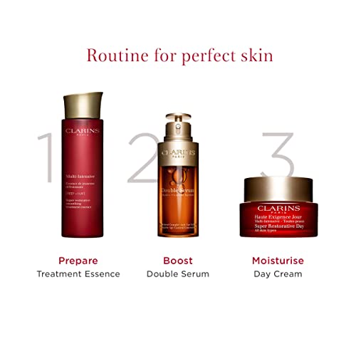 Clarins Super Restorative Treatment Essence | Anti-Aging Face Lotion For Mature Skin Weakened By Hormonal Changes | Visibly Smoothes, Refines Pores, Softens Skin and Restores Radiance | 6.7 Fl Oz