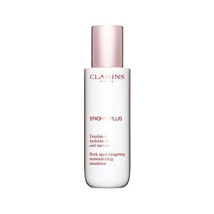 clarins bright plus moisturizing emulsion | visibly brightens and targets dark spots | promotes even skin tone | hydrates and soothes | 96% natural ingredients | acerola extract, rich in vitamin c
