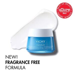 Vichy Aqualia Thermal 48HR Rehydrating Fragrance Free Face Cream, Hyaluronic Acid Moisturizer for Dry Skin, Moisturizing Face Lotion, Fragrance Free, 1.69 fl. oz.
