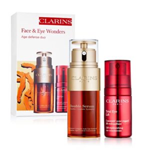 clarins double serum | award-winning | anti-aging | visibly firms, smoothes and boosts radiance in just 7 days* | 21 plant ingredients, including turmeric | all skin types, ages and ethnicities